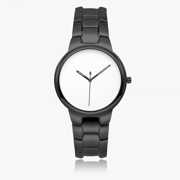 A black stainless steel watch