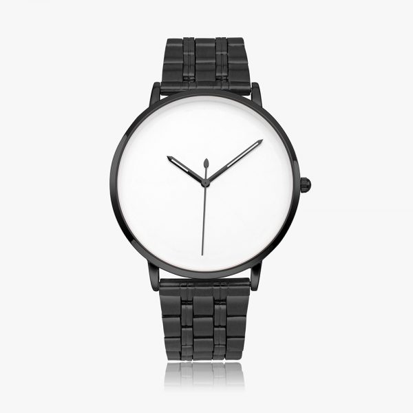 A black stainless steel quartz watch