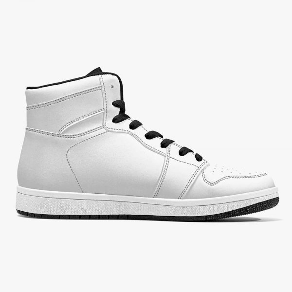 side view of a grey high-top sneaker