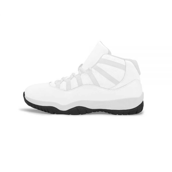 side view of a white male basketball shoe