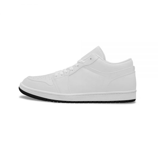 Side view of a white men's low-top shoe