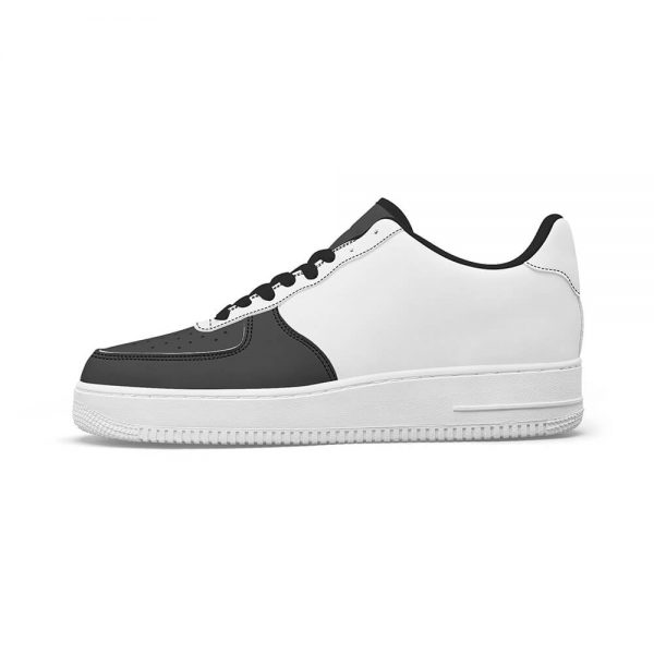 side view of a black low-top sneaker