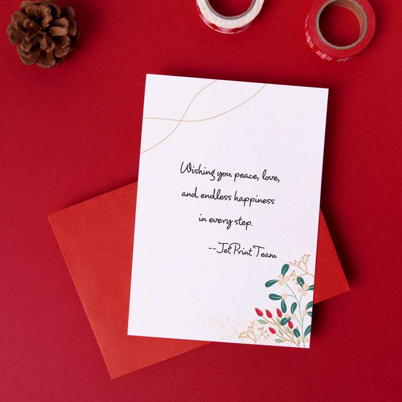 A greeting card with blessing words written on it