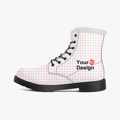 A pair of customizable high-top leather boots