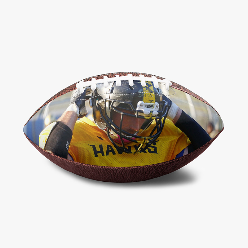 A football with a football player on it