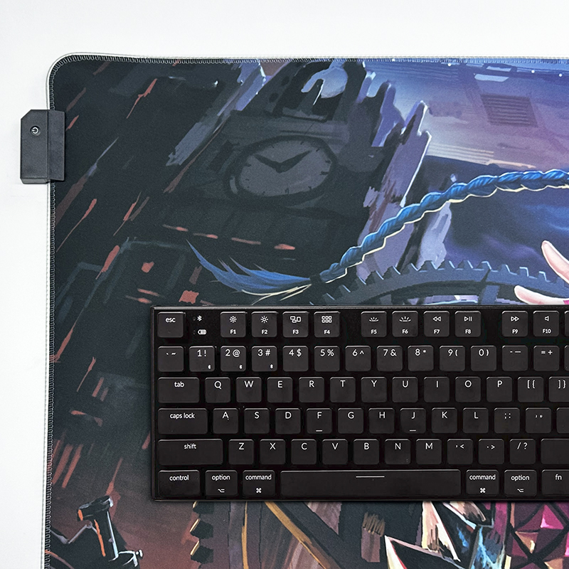 The keyboard is placed on the mouse pad