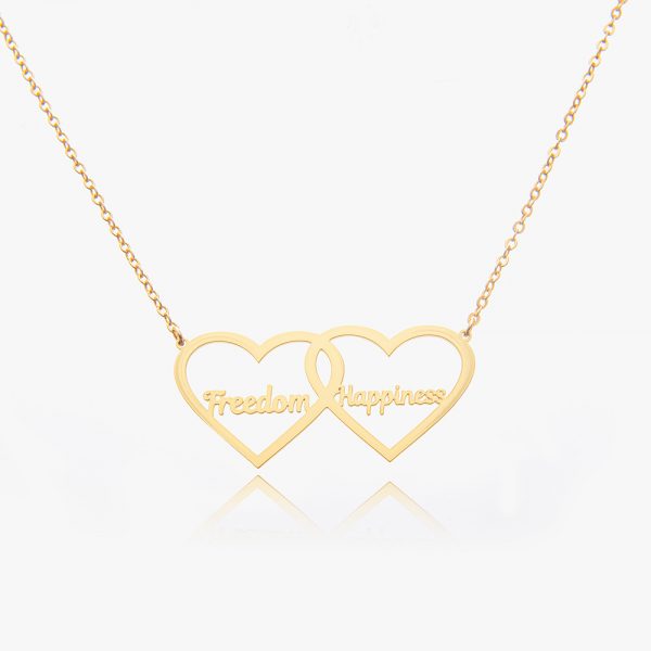 A golden double heart necklace