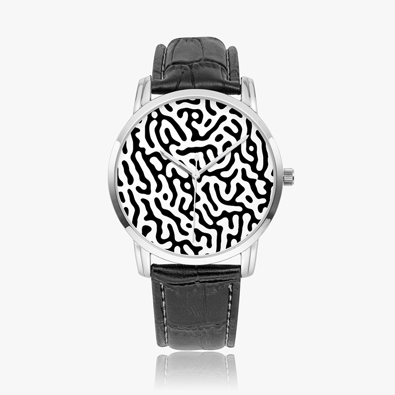 A watch printed with abstract patterns