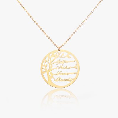 A golden family tree necklace