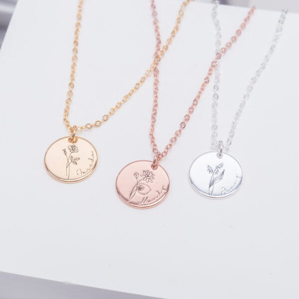 Three floral necklaces in different colors