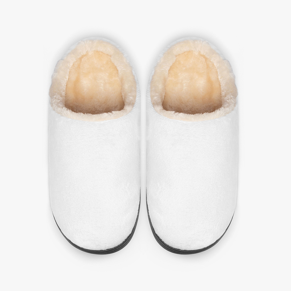 A pair of plain white plush-lined shoes