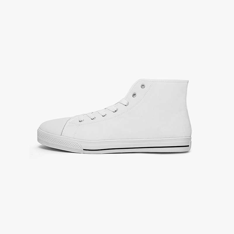 A pure white customizable light adult high-top canvas shoes