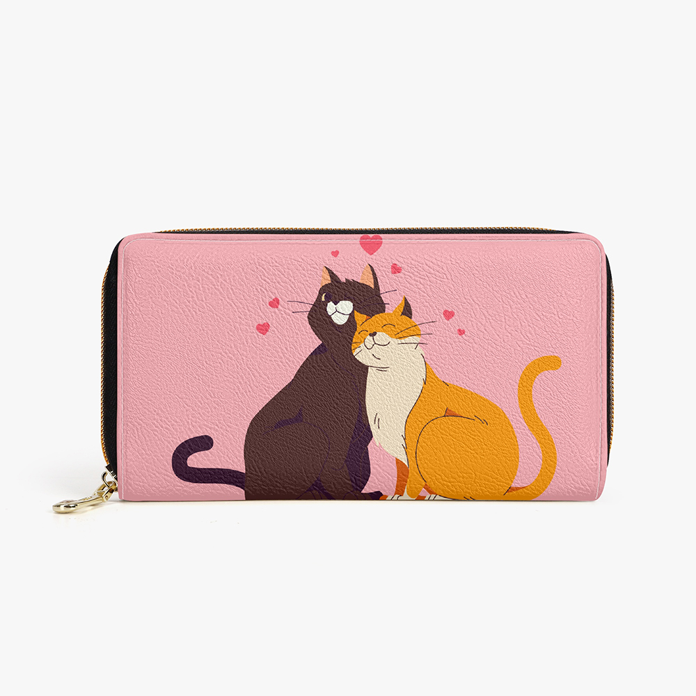 Zip around wallet with two cats