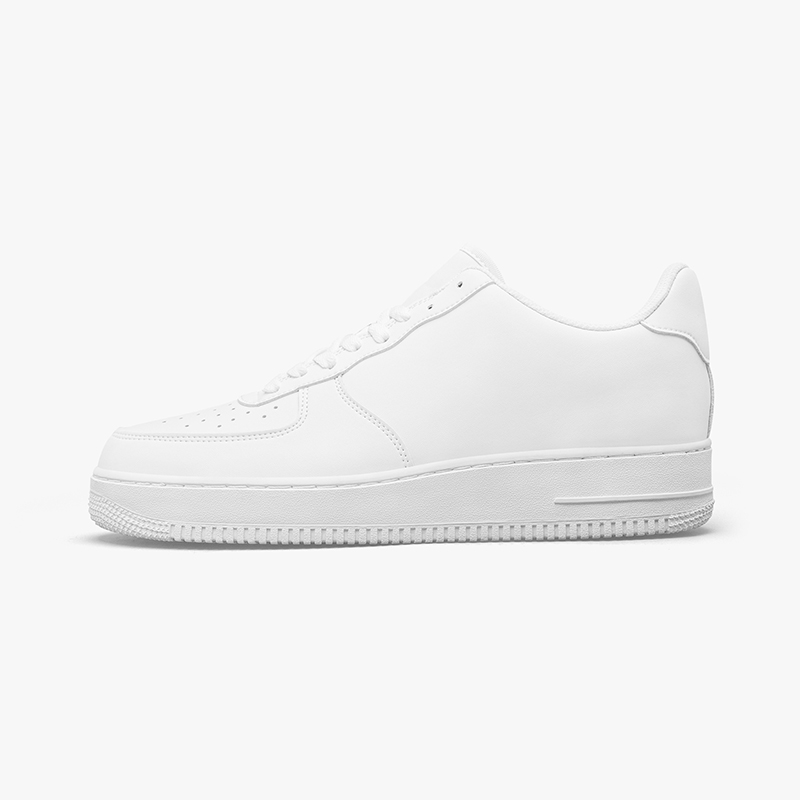 A pure white customizable low-top leather sneakers