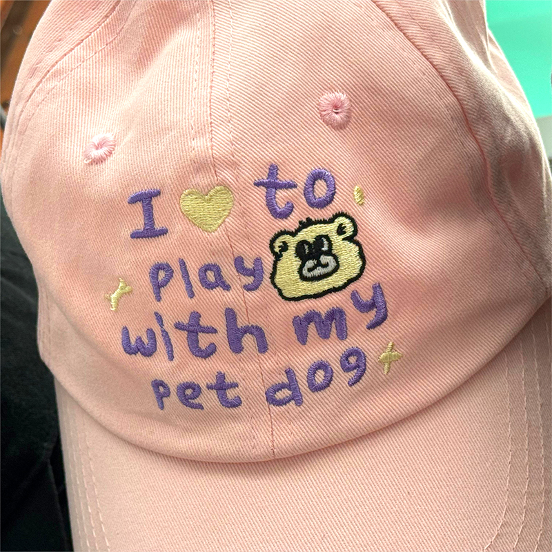 Pink hat with embroidery