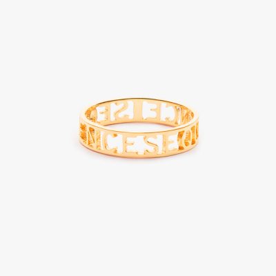 a gold ring with Roman numerals