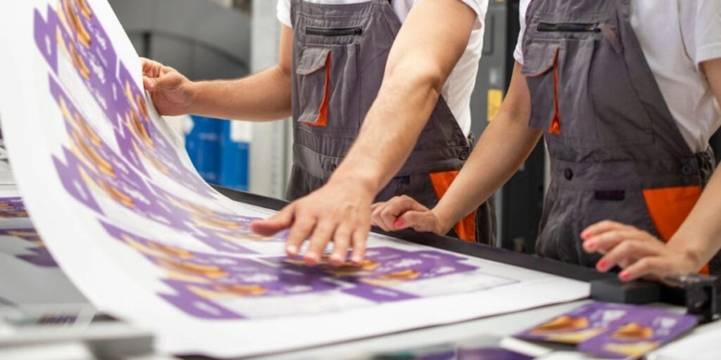 Two people are holding transfer paper for sublimation printing