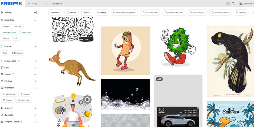 Find illustrations in FreePik