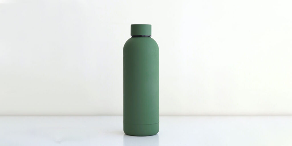 A green water bottle