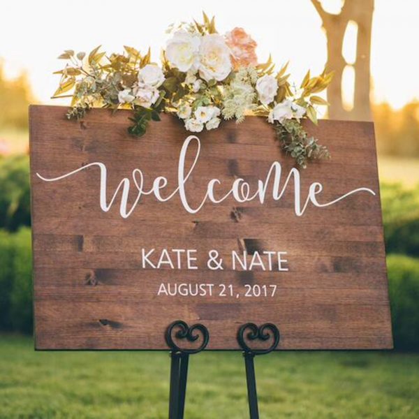 A customizable wooden garden sign