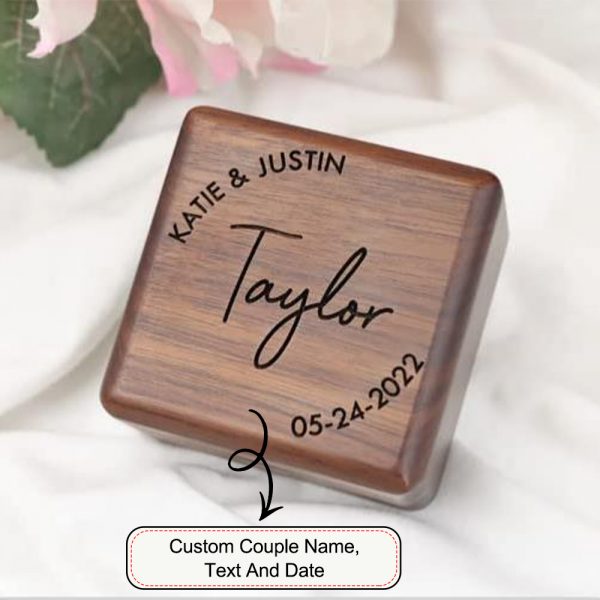 A customizable wooden wedding ring box