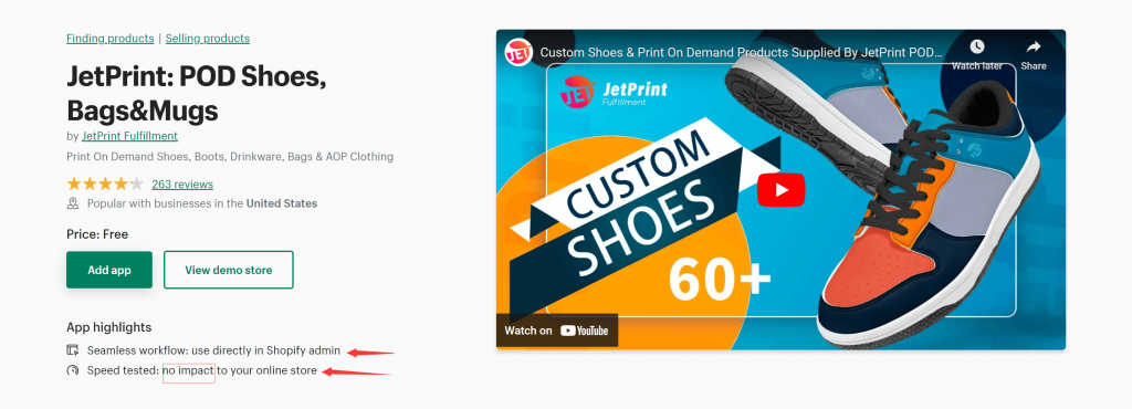 JetPrint APP on Shopify app Store